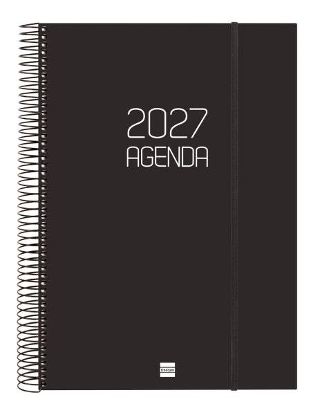 Finocam Espiral Basics Opaque Agenda - Annuale 2027 - 1 Giorno per Pagina - Formato E40 - 210x297mm - Spirale - Copertina in Polipropilene - Angoli Microforati - Carta da 70g/m2
