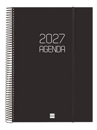 Finocam Espiral Basics Opaque Agenda - Annuale 2027 - 1 Giorno per Pagina - Formato E40 - 210x297mm - Spirale - Copertina in Polipropilene - Angoli Microforati - Carta da 70g/m2