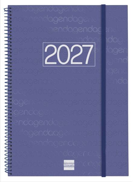 Finocam Spirale Basics Year Agenda - Annuale 2027 - Settimana Vista Orizzontale - Formato E40 - 210x297mm - Spirale - Copertina in Polipropilene - Angoli Microforati - Carta da 80g/m2
