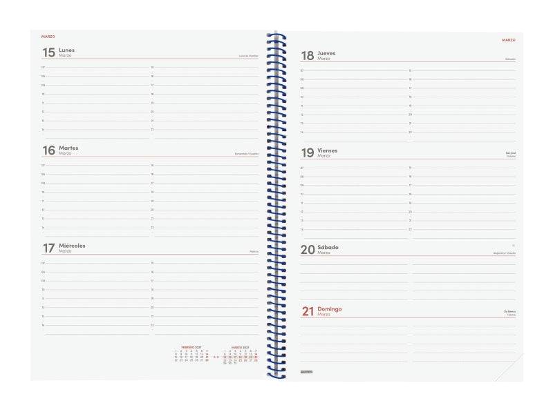 Finocam Spirale Basics Year Agenda - Annuale 2027 - Settimana Vista Orizzontale - Formato E40 - 210x297mm - Spirale - Copertina in Polipropilene - Angoli Microforati - Carta da 80g/m2
