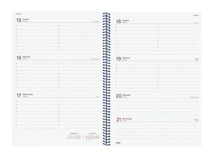 Finocam Spirale Basics Year Agenda - Annuale 2027 - Settimana Vista Orizzontale - Formato E40 - 210x297mm - Spirale - Copertina in Polipropilene - Angoli Microforati - Carta da 80g/m2