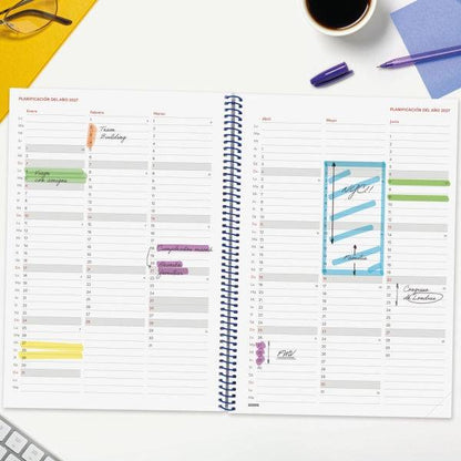 Finocam Spirale Basics Year Agenda - Annuale 2027 - Settimana Vista Orizzontale - Formato E40 - 210x297mm - Spirale - Copertina in Polipropilene - Angoli Microforati - Carta da 80g/m2