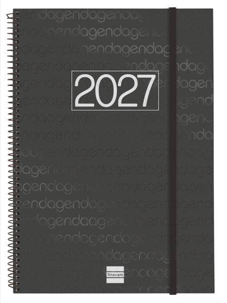 Finocam Spirale Basics Year Agenda - Annuale 2027 - Settimana Vista Orizzontale - Formato E40 - 210x297mm - Spirale - Copertina in Polipropilene - Angoli Microforati - Carta da 80g/m2