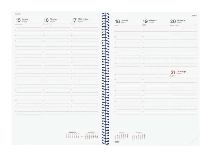 Finocam Spirale Basics Year Agenda - Annuale 2027 - Settimana Vista Verticale - Formato E40 - 210x297mm - Spirale - Copertina in Polipropilene - Angoli Microforati - Carta da 80g/m2