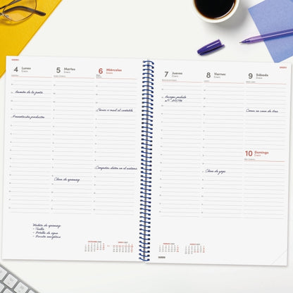 Finocam Spirale Basics Year Agenda - Annuale 2027 - Settimana Vista Verticale - Formato E40 - 210x297mm - Spirale - Copertina in Polipropilene - Angoli Microforati - Carta da 80g/m2