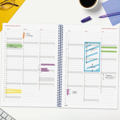 Finocam Spirale Basics Year Agenda - Annuale 2027 - Settimana Vista Verticale - Formato E40 - 210x297mm - Spirale - Copertina in Polipropilene - Angoli Microforati - Carta da 80g/m2
