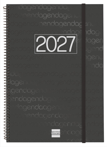 Finocam Spirale Basics Year Agenda - Annuale 2027 - Settimana Vista Verticale - Formato E40 - 210x297mm - Spirale - Copertina in Polipropilene - Angoli Microforati - Carta da 80g/m2