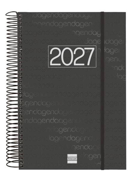 Finocam Espiral Basics Year Agenda - Annuale 2027 - 1 Giorno per Pagina - Formato E11 - 165x242mm - Spirale - Copertina in Polipropilene - Angoli Microforati - Carta da 70g/m2