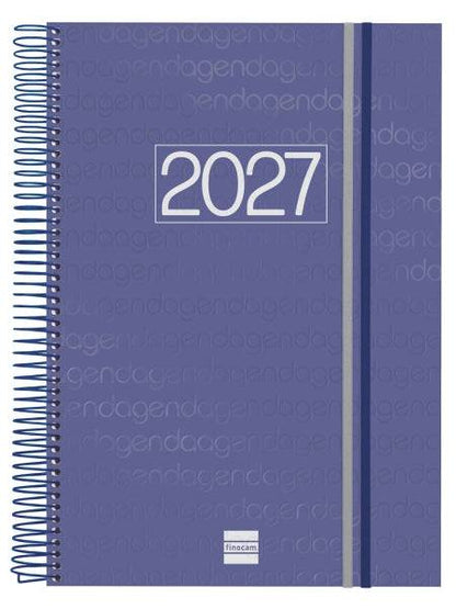 Finocam Espiral Basics Year Agenda - Annuale 2027 - 1 Giorno per Pagina - Formato E40 - 210x297mm - Spirale - Copertina in Polipropilene - Angoli Microforati - Carta da 70g/m2