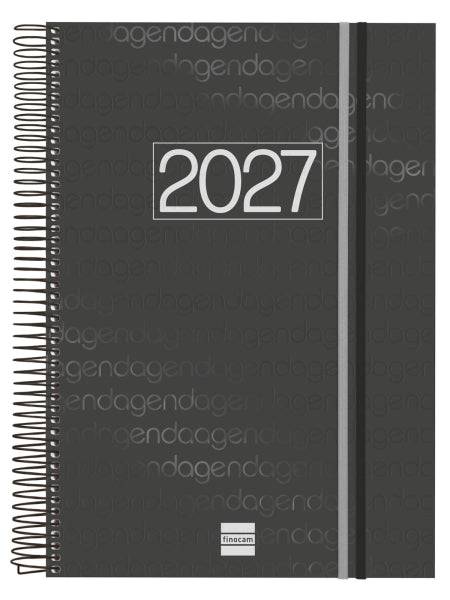 Finocam Espiral Basics Year Agenda - Annuale 2027 - 1 Giorno per Pagina - Formato E40 - 210x297mm - Spirale - Copertina in Polipropilene - Angoli Microforati - Carta da 70g/m2