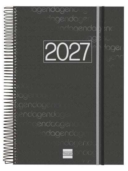Finocam Espiral Basics Year Agenda - Annuale 2027 - 1 Giorno per Pagina - Formato E40 - 210x297mm - Spirale - Copertina in Polipropilene - Angoli Microforati - Carta da 70g/m2