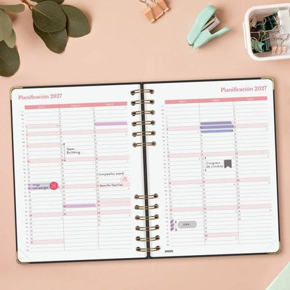 Finocam Spirale Trendy Alma Agenda - Annuale 2027 - 1 Giorno per Pagina - Formato E10 - 155x212mm - Spirale - Copertina Rigida in Cartone Rivestito - Angoli Microforati - Carta da 70g/m2