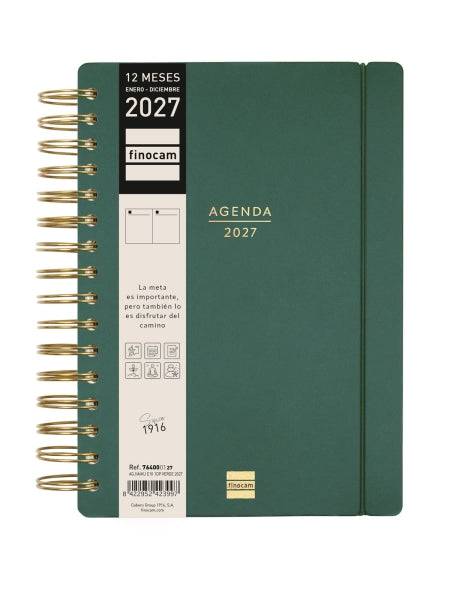 Finocam Haiku Agenda - Annuale 2027 - 1 Giorno per Pagina - Formato E10 - 155x212mm - Spirale Doppia - Copertina Rigida Soft Touch - Elastico - Carta da 95g/m2