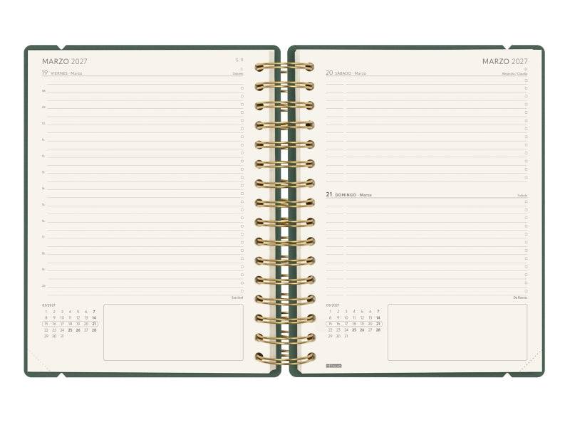 Finocam Haiku Agenda - Annuale 2027 - 1 Giorno per Pagina - Formato E10 - 155x212mm - Spirale Doppia - Copertina Rigida Soft Touch - Elastico - Carta da 95g/m2