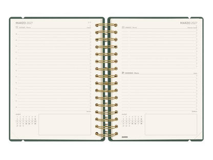 Finocam Haiku Agenda - Annuale 2027 - 1 Giorno per Pagina - Formato E10 - 155x212mm - Spirale Doppia - Copertina Rigida Soft Touch - Elastico - Carta da 95g/m2
