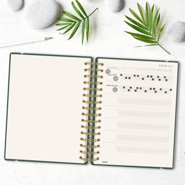 Finocam Haiku Agenda - Annuale 2027 - 1 Giorno per Pagina - Formato E10 - 155x212mm - Spirale Doppia - Copertina Rigida Soft Touch - Elastico - Carta da 95g/m2