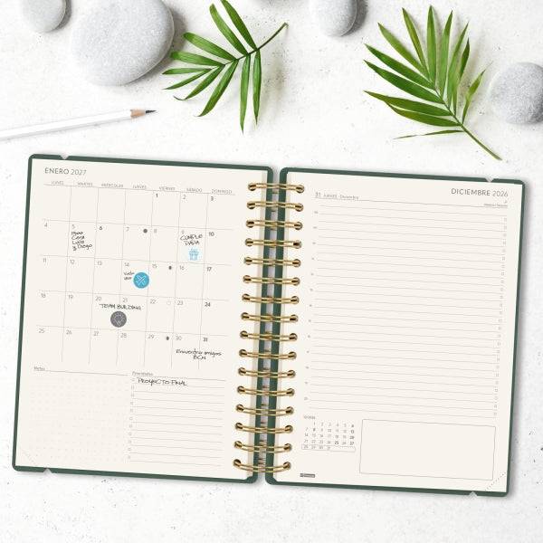 Finocam Haiku Agenda - Annuale 2027 - 1 Giorno per Pagina - Formato E10 - 155x212mm - Spirale Doppia - Copertina Rigida Soft Touch - Elastico - Carta da 95g/m2