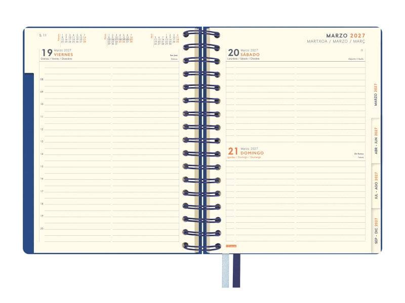 Finocam Tempus Agenda - Annuale 2027 - 1 Giorno per Pagina - 155x217mm - Spirale Doppia - Copertina Extradura in Polipropilene - 2 Nastri Segnalibro - Carta da 80g/m2