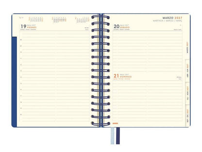 Finocam Tempus Agenda - Annuale 2027 - 1 Giorno per Pagina - 155x217mm - Spirale Doppia - Copertina Extradura in Polipropilene - 2 Nastri Segnalibro - Carta da 80g/m2