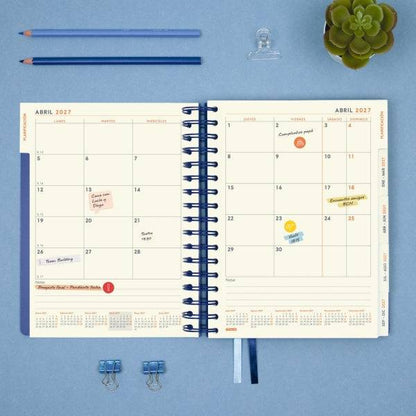 Finocam Tempus Agenda - Annuale 2027 - 1 Giorno per Pagina - 155x217mm - Spirale Doppia - Copertina Extradura in Polipropilene - 2 Nastri Segnalibro - Carta da 80g/m2