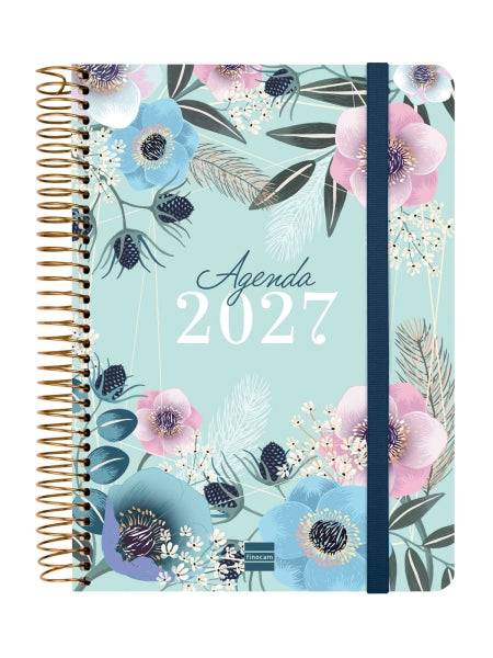 Finocam Cloe Agenda - Annuale 2027 - 1 Giorno per Pagina - Formato E10 - 155x212mm - Spirale - Copertina Rigida in Cartone Rivestito - Angoli Microforati - Carta da 80g/m2