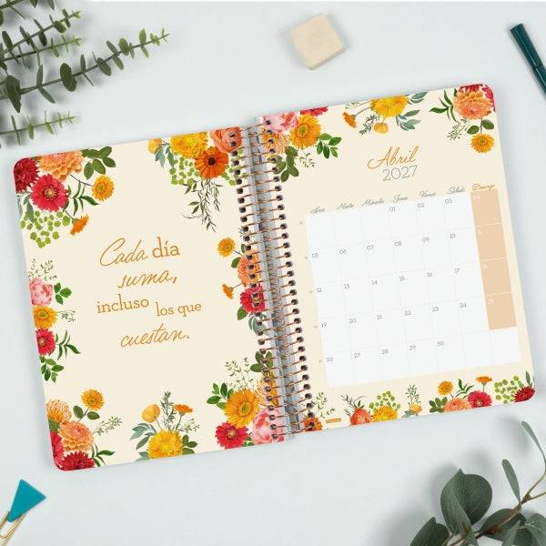Finocam Cloe Agenda - Annuale 2027 - 1 Giorno per Pagina - Formato E10 - 155x212mm - Spirale - Copertina Rigida in Cartone Rivestito - Angoli Microforati - Carta da 80g/m2
