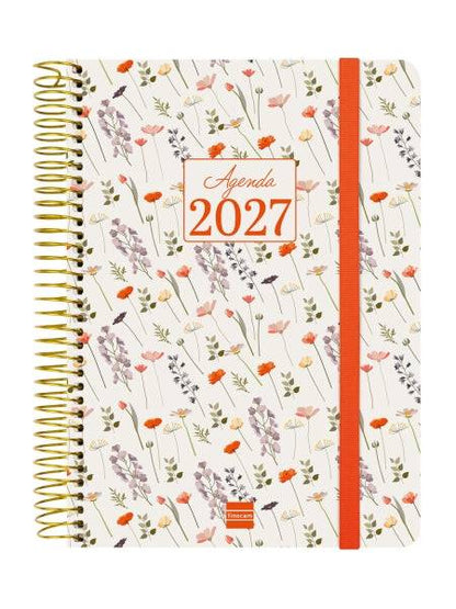 Finocam Cloe Agenda - Annuale 2027 - 1 Giorno per Pagina - Formato E10 - 155x212mm - Spirale - Copertina Rigida in Cartone Rivestito - Angoli Microforati - Carta da 80g/m2