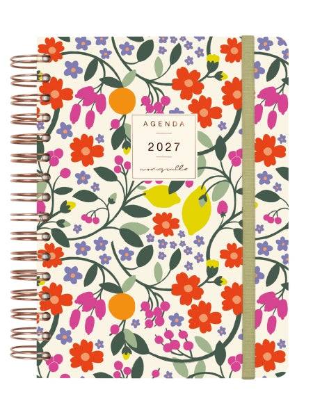 Finocam Moniquilla Agenda - Annuale 2027 - 1 Giorno per Pagina - Formato E10 - 155x212mm - Spirale Doppia - Copertina Rigida in Cartone Rivestito - Angoli Microforati - Carta da 80g/m2