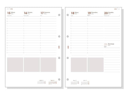 Finocam R4099C Ricambio per Agenda Open in Catalano - Annuale 2027 - Visualizzazione Settimanale Verticale - Formato A4 - 210x297mm - Carta da 80g/m2 - Colore Bianco