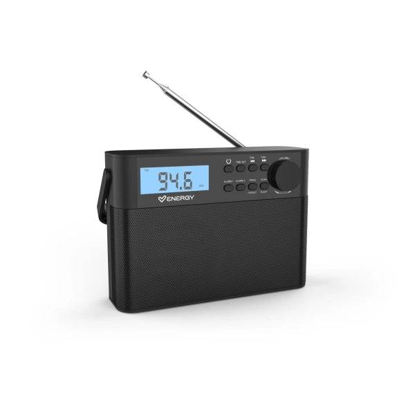 Energy Sistem Kitchen Radio Portatile FM - Antenna Telescopica - Doppia Sveglia - Alimentazione DC o 6xAA - Colore Nero