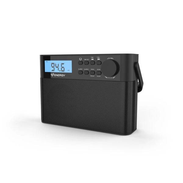 Energy Sistem Kitchen Radio Portatile FM - Antenna Telescopica - Doppia Sveglia - Alimentazione DC o 6xAA - Colore Nero