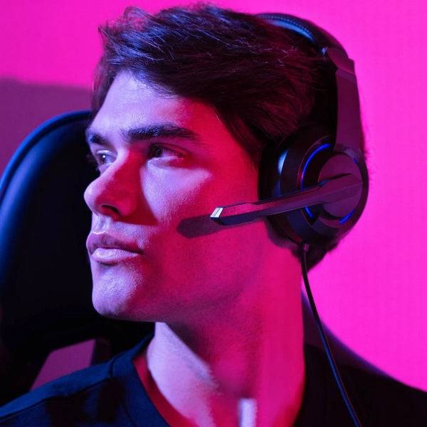 Energy Sistem Halo Cuffie Gaming - Microfono Pieghevole - Illuminazione LED - Archetto Regolabile - Padiglioni Imbottiti - Controllo su Cavo - Colore Nero