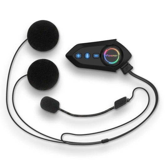 Energy Sistem Intercom Ride Interfono per Casco Moto - Bluetooth 5.4 - Grande Capacità Batteria - Fino a 25 Ore di Utilizzo - IPX6 - Funzione Interfono - Colore Nero