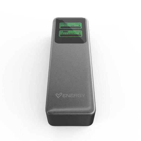 Energy Sistem Display Pro Powerbank 20000 mAh - 100W - Display a Colori - Tecnologia Intelligent Power Delivery - 2 Porte Per Ricarica Simultanea - USB-C e USB-A - Sensore NTC - Colore Grigio