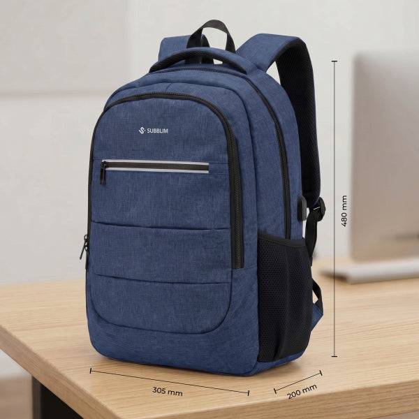 Subblim City Plus Zaino per Laptop 16" - Capacità 26L - Resistente all'Acqua - Porta USB-C - Tasca Riflettente