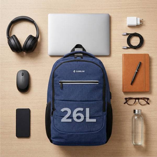 Subblim City Plus Zaino per Laptop 16" - Capacità 26L - Resistente all'Acqua - Porta USB-C - Tasca Riflettente