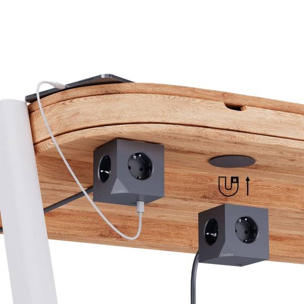 Coolbox Cubik Magnet Cubo Multienchufes de Sobremesa con 3 Tomas + 2x USB-C 20W max. - 1x USB-A 15W max. - Cable de 1,4m - Fijacion Magnetica - Colore Grigio