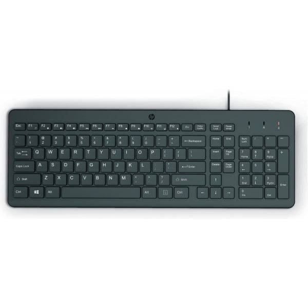 HP 150 Tastiera USB - Piedini Regolabili - Indicatori LED (Num/Caps) - Realizzata con Plastica Riciclata - Colore Nero