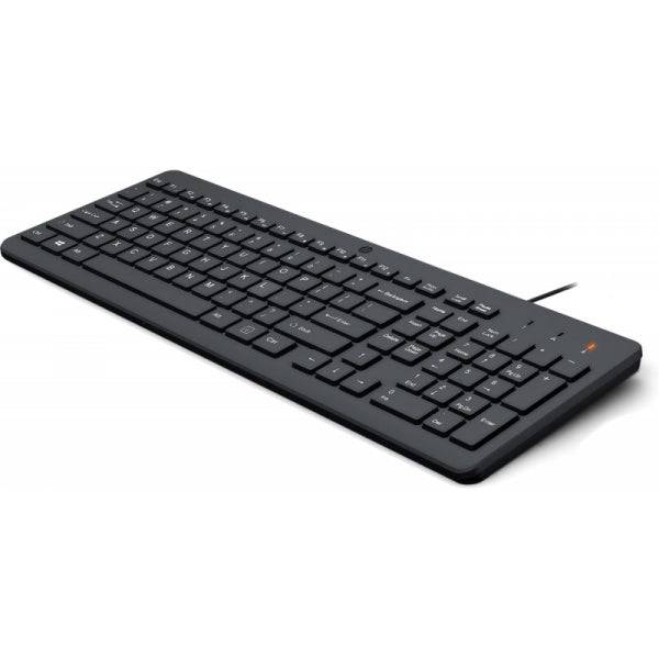 HP 150 Tastiera USB - Piedini Regolabili - Indicatori LED (Num/Caps) - Realizzata con Plastica Riciclata - Colore Nero