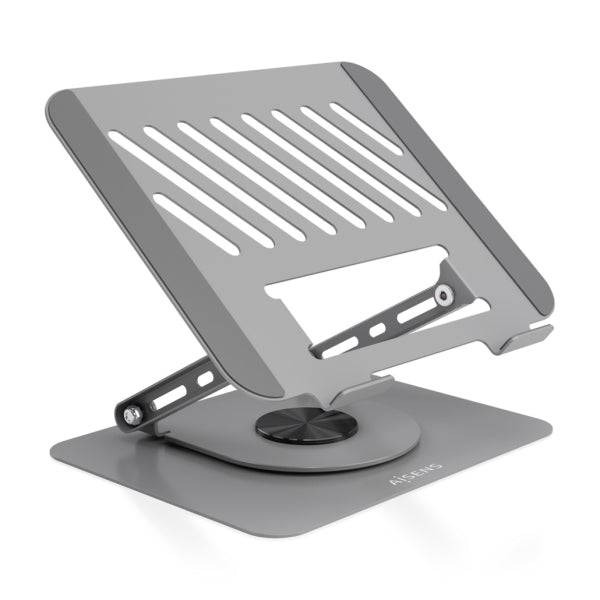 Aisens Supporto da Tavolo XL per Laptop / Tablet - Girevole e Regolabile - Rotazione 360° - Pieghevole e Compatto - Antiscivolo - Compatibile 10-17"