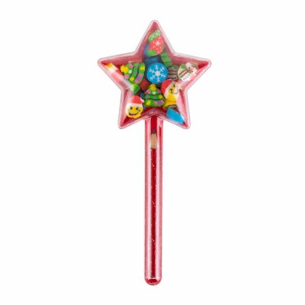 Apli Natale Espositore 12 Confezioni Matite con Mini Gomme - Designs Natalizi Diversi