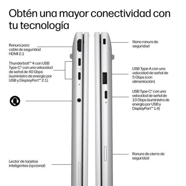 HP EliteBook 8 G2a Laptop 14" AMD Ryzen AI 7 - 32GB DDR5 - 1TB SSD - Windows 11 Pro - Tastiera QWERTY (ES) - Colore Argento