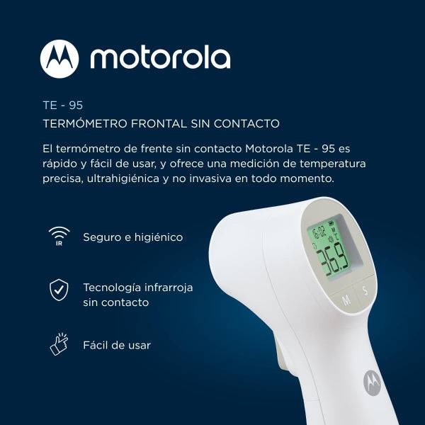 Motorola Nursery TE 95 Termometro Senza Contatto - Display Retroilluminato - Allarme Febbre - Colore Bianco