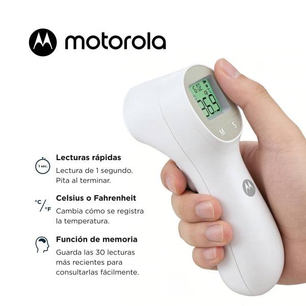 Motorola Nursery TE 95 Termometro Senza Contatto - Display Retroilluminato - Allarme Febbre - Colore Bianco