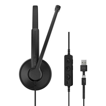 Epos Impact 100 UC USB Cuffia Stereo con Microfono - Cancellazione del Rumore - Cavo 2m - USB-C, USB-A - Colore Nero