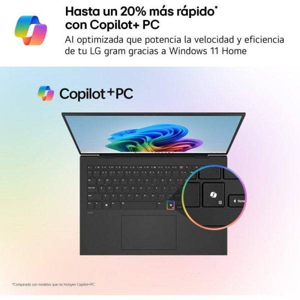 LG Gram 14Z95U-G.AU85BN Portatile 14" AMD Ryzen AI 7 450 - 32GB DDR5 - 512GB SSD - Windows 11 Home - Colore Nero - Tastiera QWERTY (ES)