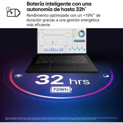 LG Gram 14Z95U-G.AU85BN Portatile 14" AMD Ryzen AI 7 450 - 32GB DDR5 - 512GB SSD - Windows 11 Home - Colore Nero - Tastiera QWERTY (ES)
