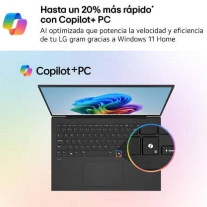 LG Gram 16UD55U-G.AX85BN Portatile 16" AMD Ryzen AI 5 430 - 16GB DDR5 - 512GB SSD - Colore Nero - Tastiera QWERTY (ES)