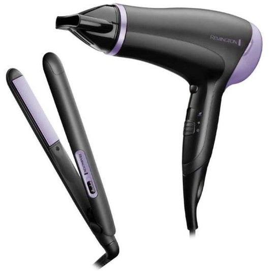 Remington Style Essentials Pack Asciugacapelli e Piastra - 2000W - Asciugacapelli con Griglia Ceramica-Ionica - Piastra Ceramica
