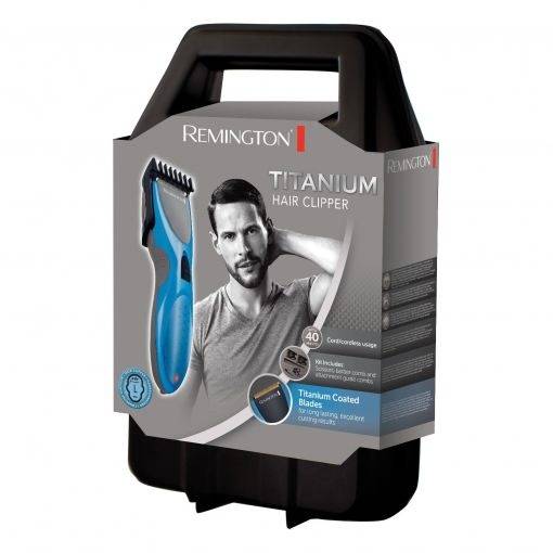 Remington Titanium Tagliacapelli Ricaricabile - Lame Rivestite di Titanio - Uso con e senza Cavo - Fino a 40 min di Autonomia